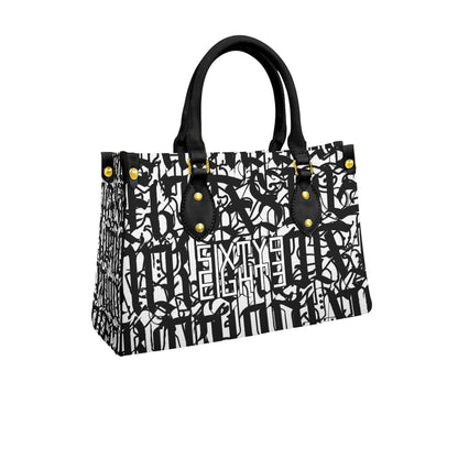 Sixty Eight 93 Logo White & Black Women's Tote Bag With Black Handle #13