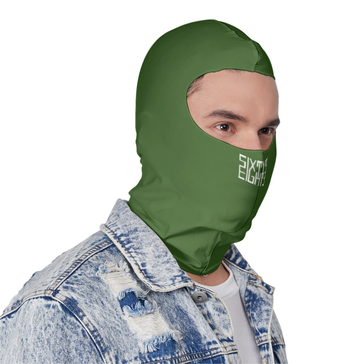 Sixty Eight 93 Logo White Forest Green Balaclava Face Mask