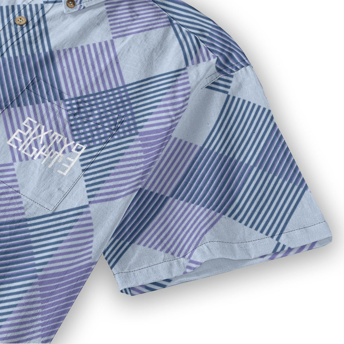 Sixty Eight 93 Logo White Shadow Pastel Blue Cotton Button Up Shirt