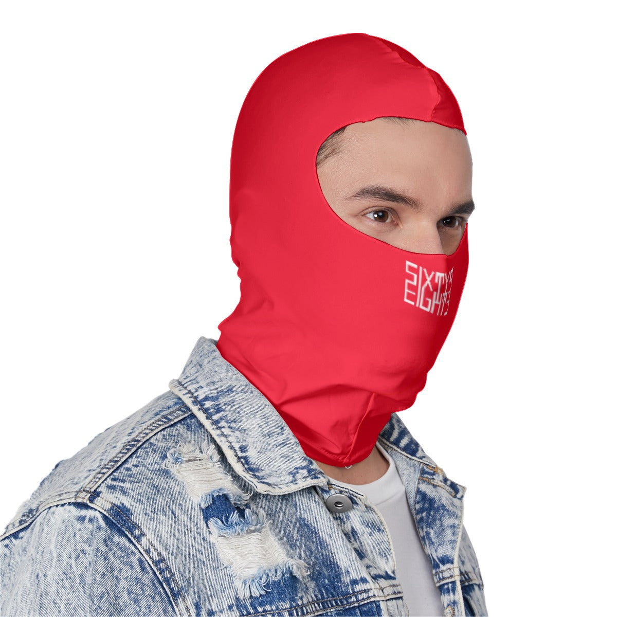 Sixty Eight 93 Logo White Red Balaclava Face Mask