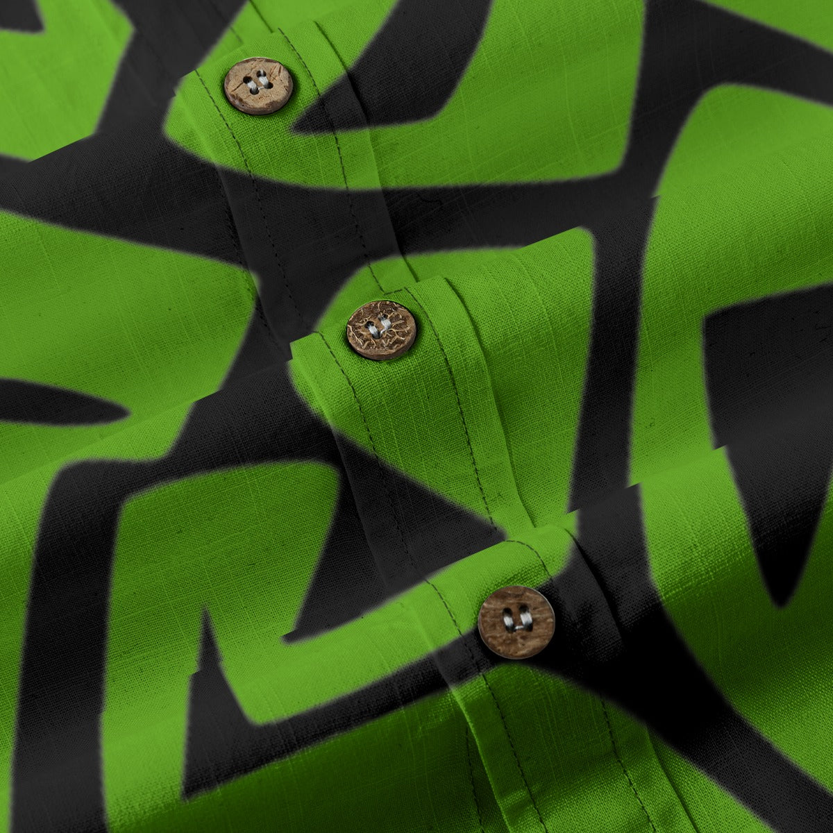 Sixty Eight 93 Logo White Groovy Green & Black Cotton Button Up Shirt
