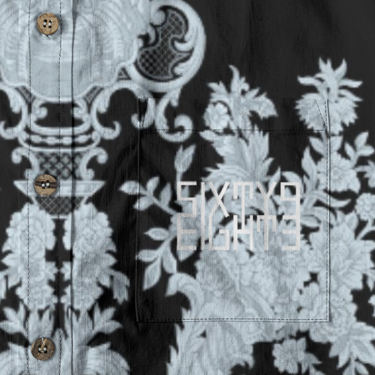 Sixty Eight 93 Logo White Azureish Cotton Button Up Shirt