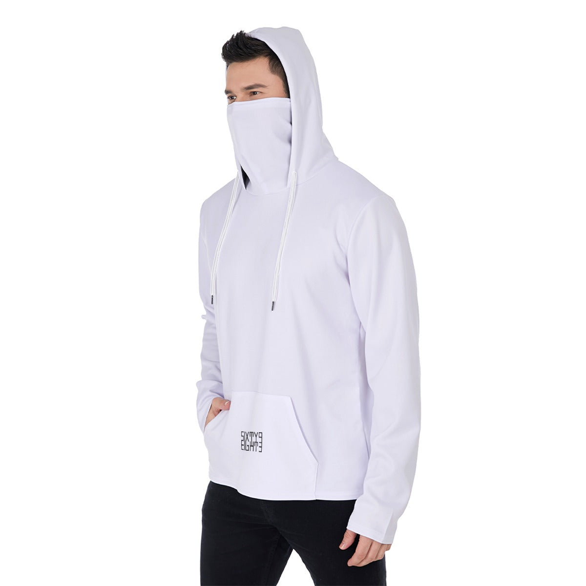 Sixty Eight 93 White Men's Heavy Fleece Hoodie With Mask