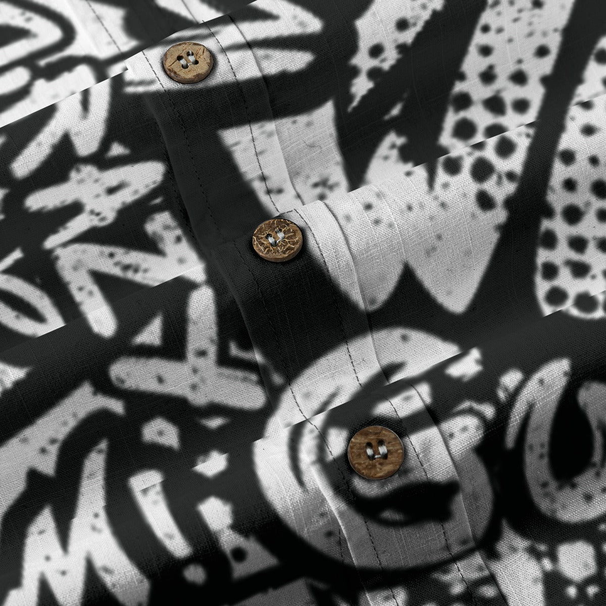 Sixty Eight 93 Logo White & Black Motive Cotton Button Up Shirt