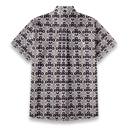 Sixty Eight 93 Logo White & Black Coffee Linen Cotton Button Up Shirt