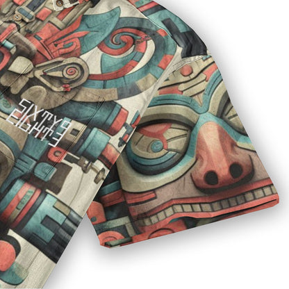 Sixty Eight 93 Logo White Totem Cotton Button Up Shirt
