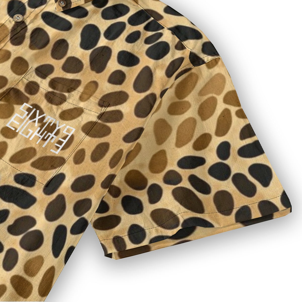 Sixty Eight 93 Logo White Spotted Gold Cotton Button Up Shirt