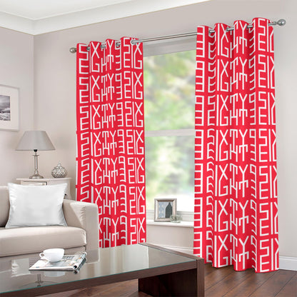 Sixty Eight 93 Infinity Logo White Red Blackout Grommet Curtains