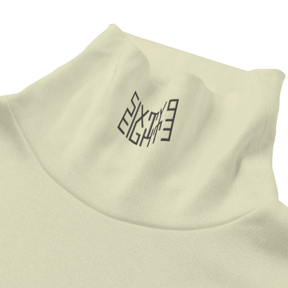 Sixty Eight 93 Logo Black Cream Unisex Turtleneck Knitted Fleece Sweater