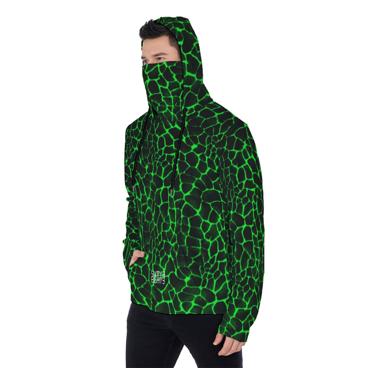 Sixty Eight 93 Boa Black Lime Men's Heavy Fleece Hoodie With Mask