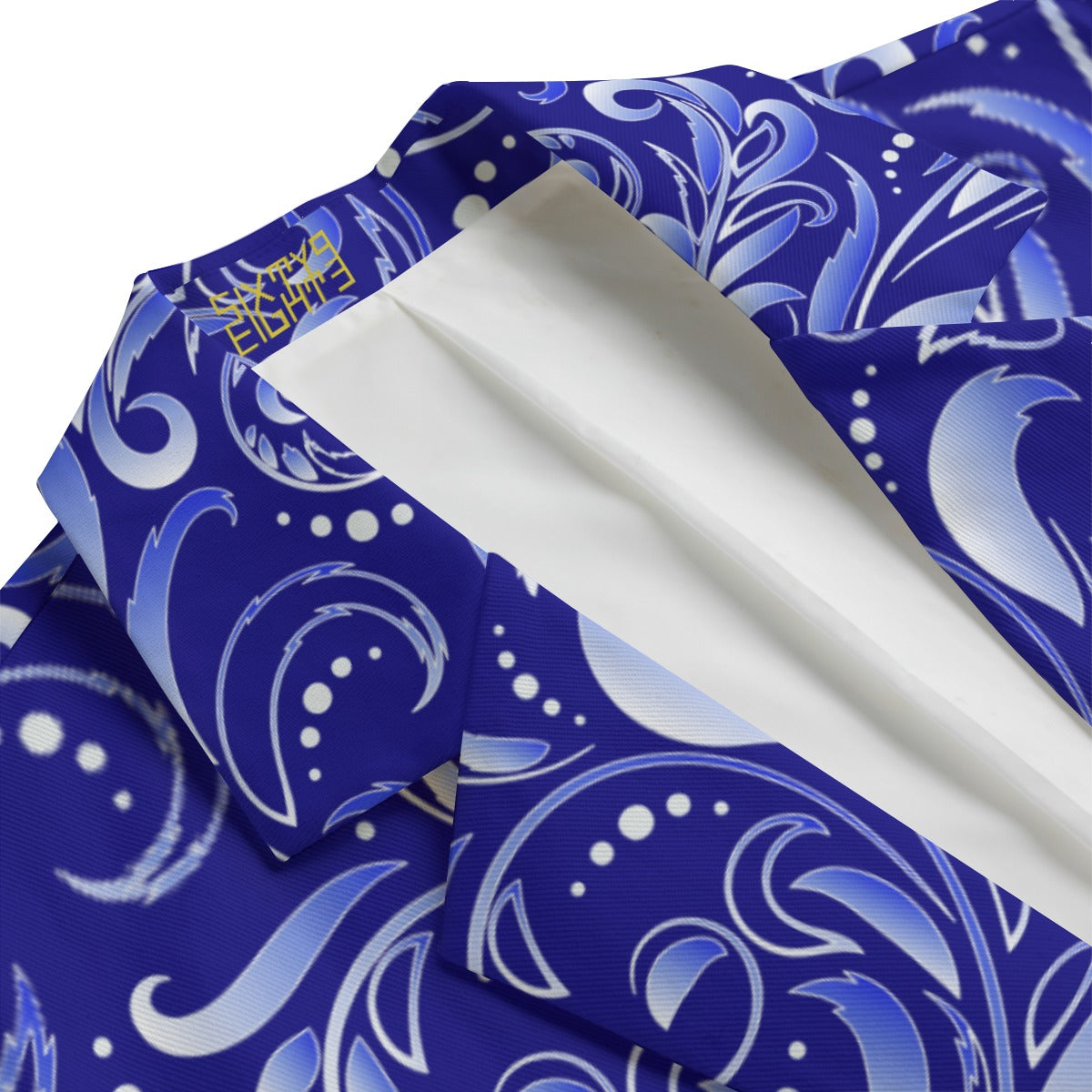 Sixty Eight 93 Floral Blue Men's Casual Flat Lapel Collar Blazer