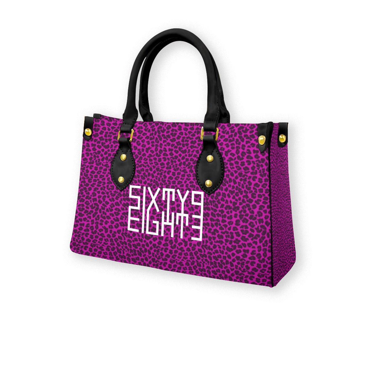 Sixty Eight 93 Logo White Cheetah Fuchsia Women's Tote Bag With Black Handle