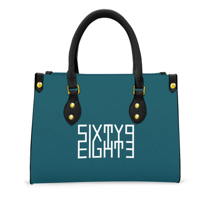 Sixty Eight 93 Logo White Dark Teal Women's Tote Bag With Black Handle