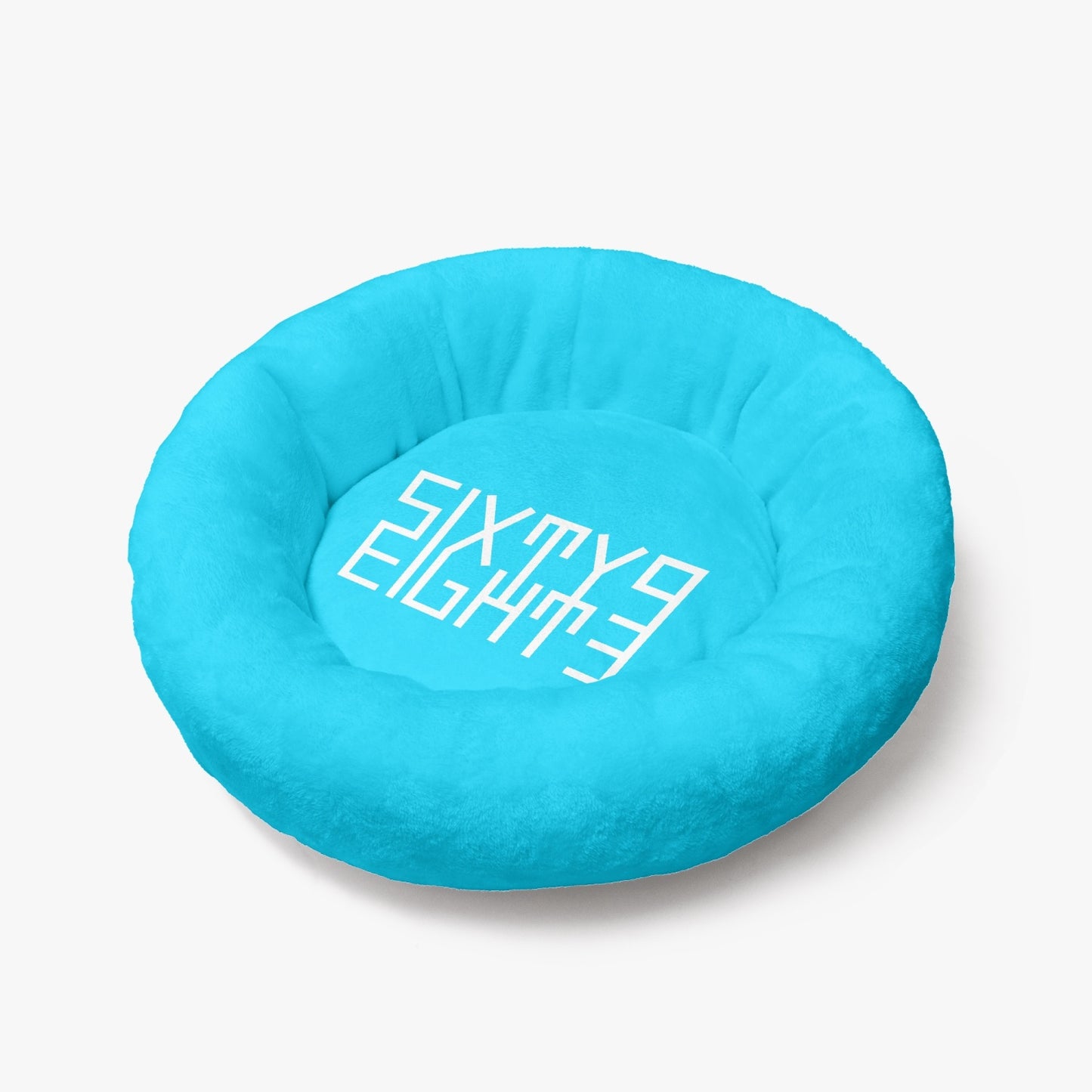 Sixty Eight 93 Logo White Aqua Blue Round Large Size Pet Bed