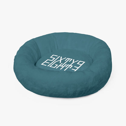 Sixty Eight 93 Logo White Dark Teal Round Large Size Pet Bed