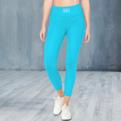 Aqua Blue High Waist Pockets Leggings