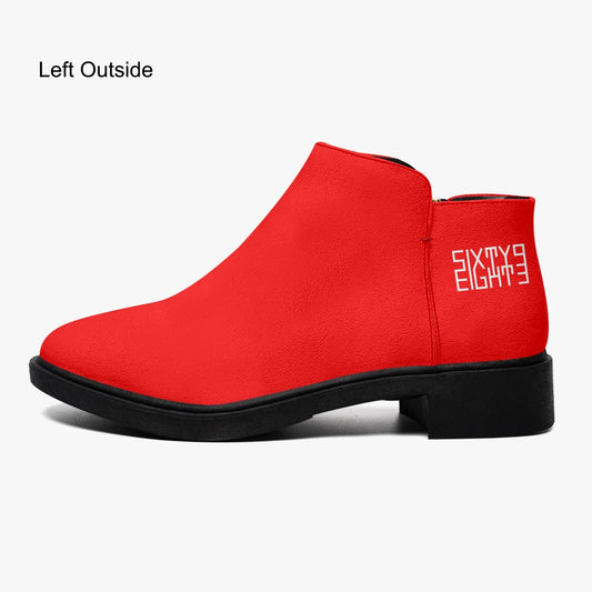 Sixty Eight 93 Logo White Red Suede Zipper Boots