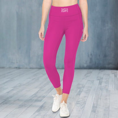 Elegant Rose High Waist Pockets Leggings