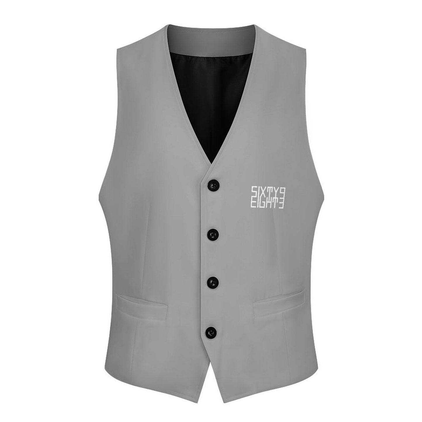 Sixty Eight 93 Logo White Grey Men's Sleeveless Suit Vest