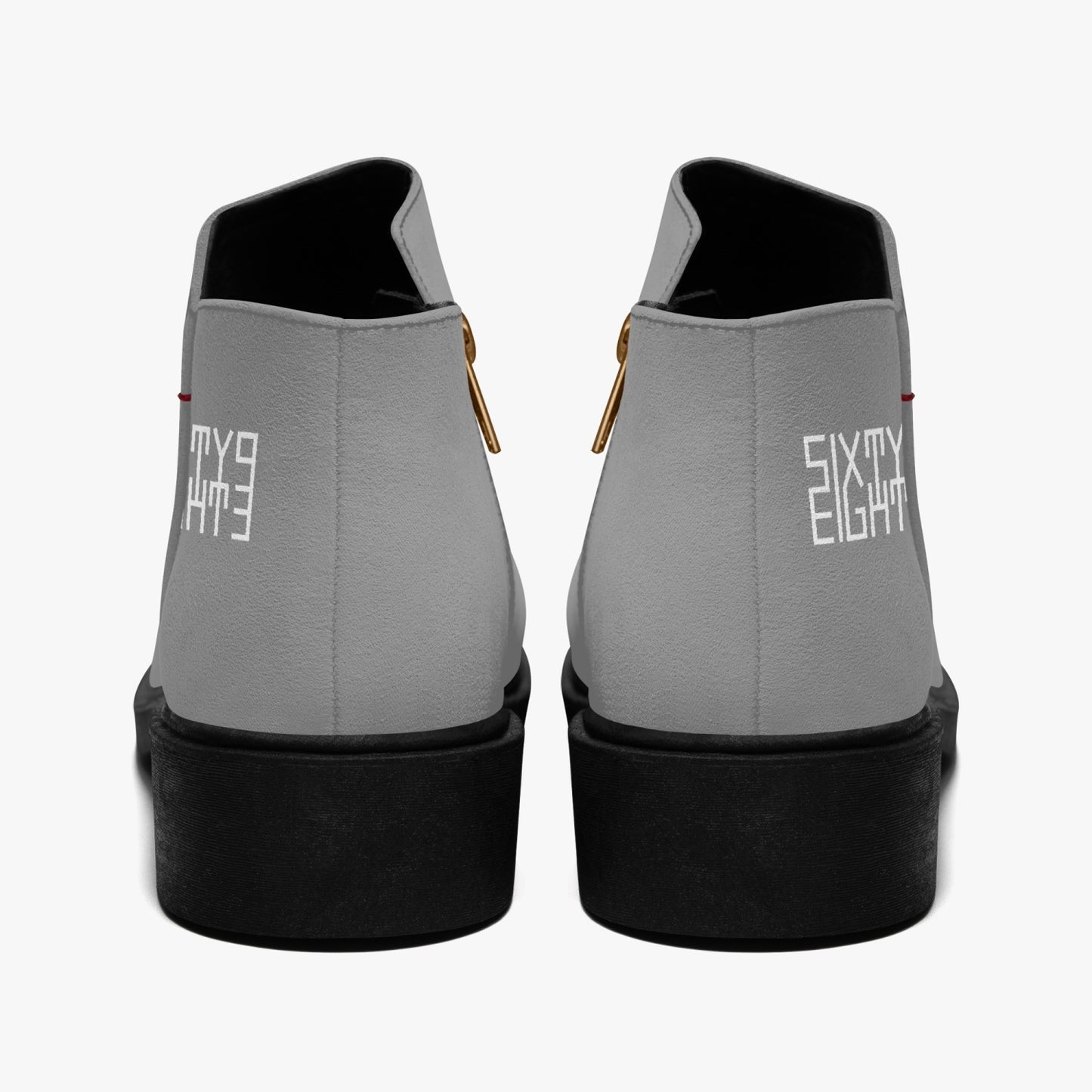 Sixty Eight 93 Logo White Grey Suede Zipper Boots