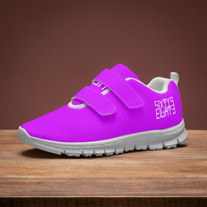 Sixty Eight 93 Logo White Purple Kids Lightweight Velcro Shoe