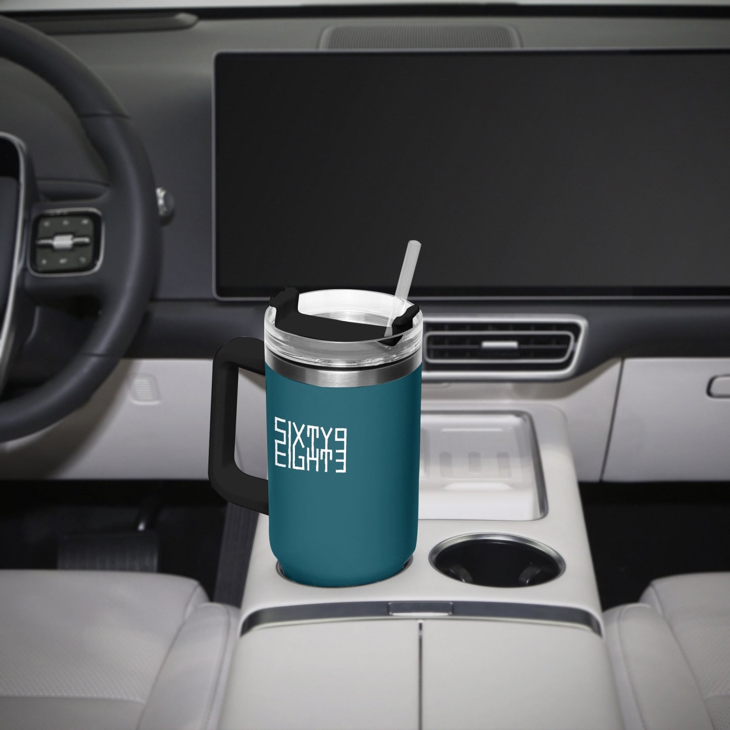 Sixty Eight 93 Logo White Dark Teal 40oz Hydrator Tumbler Cup