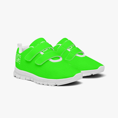 Sixty Eight 93 Logo White Lime Green Kids Lightweight Velcro Shoe