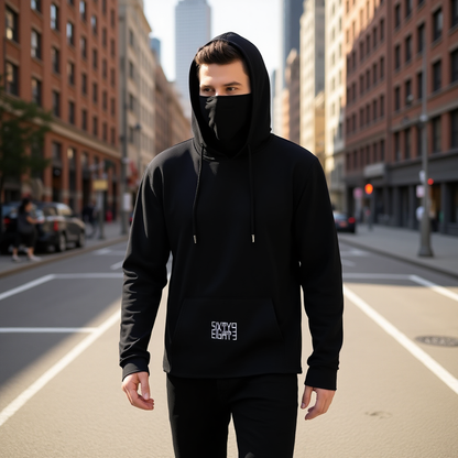 Sixty Eight 93 Black Men's Heavy Fleece Hoodie With Mask