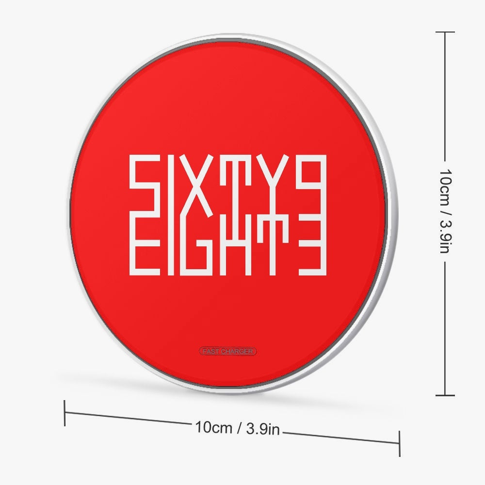 Sixty Eight 93 Logo White Red 10W Wireless Charger