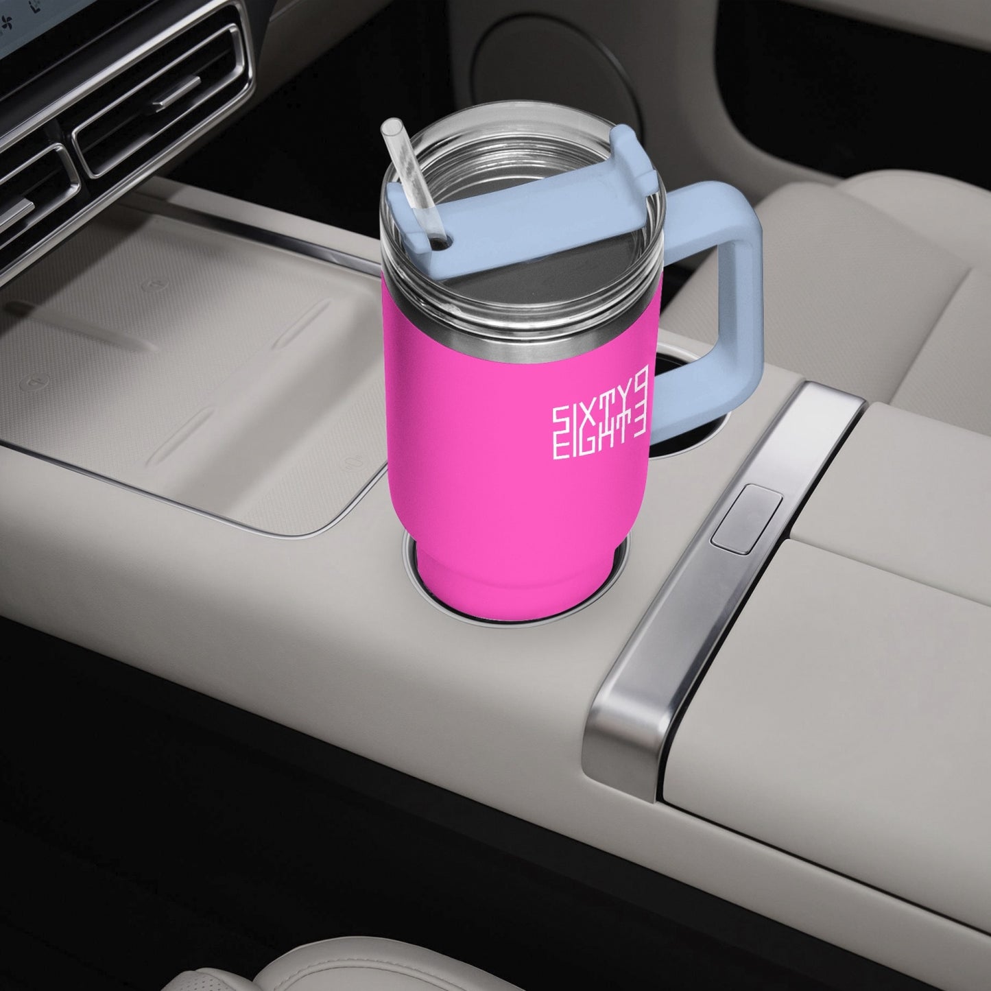 Sixty Eight 93 Logo White Fuchsia 40oz Hydrator Tumbler Cup