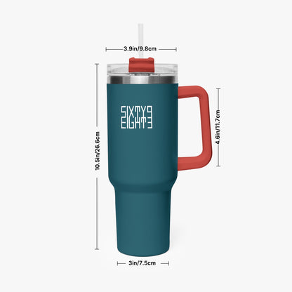 Sixty Eight 93 Logo White Dark Teal 40oz Hydrator Tumbler Cup