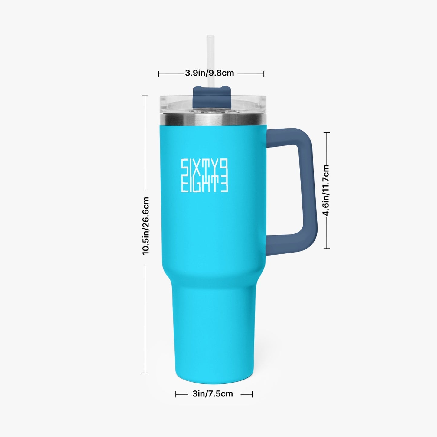 Sixty Eight 93 Logo White Aqua Blue 40oz Hydrator Tumbler Cup