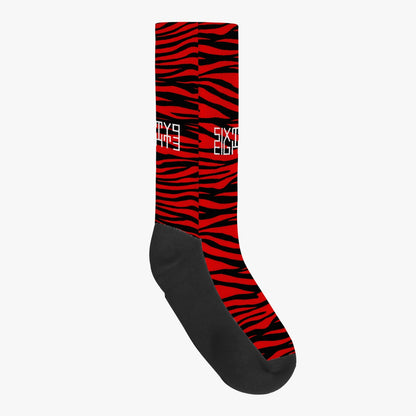 Sixty Eight 93 Logo White Zebra Red Reinforced Sports Socks