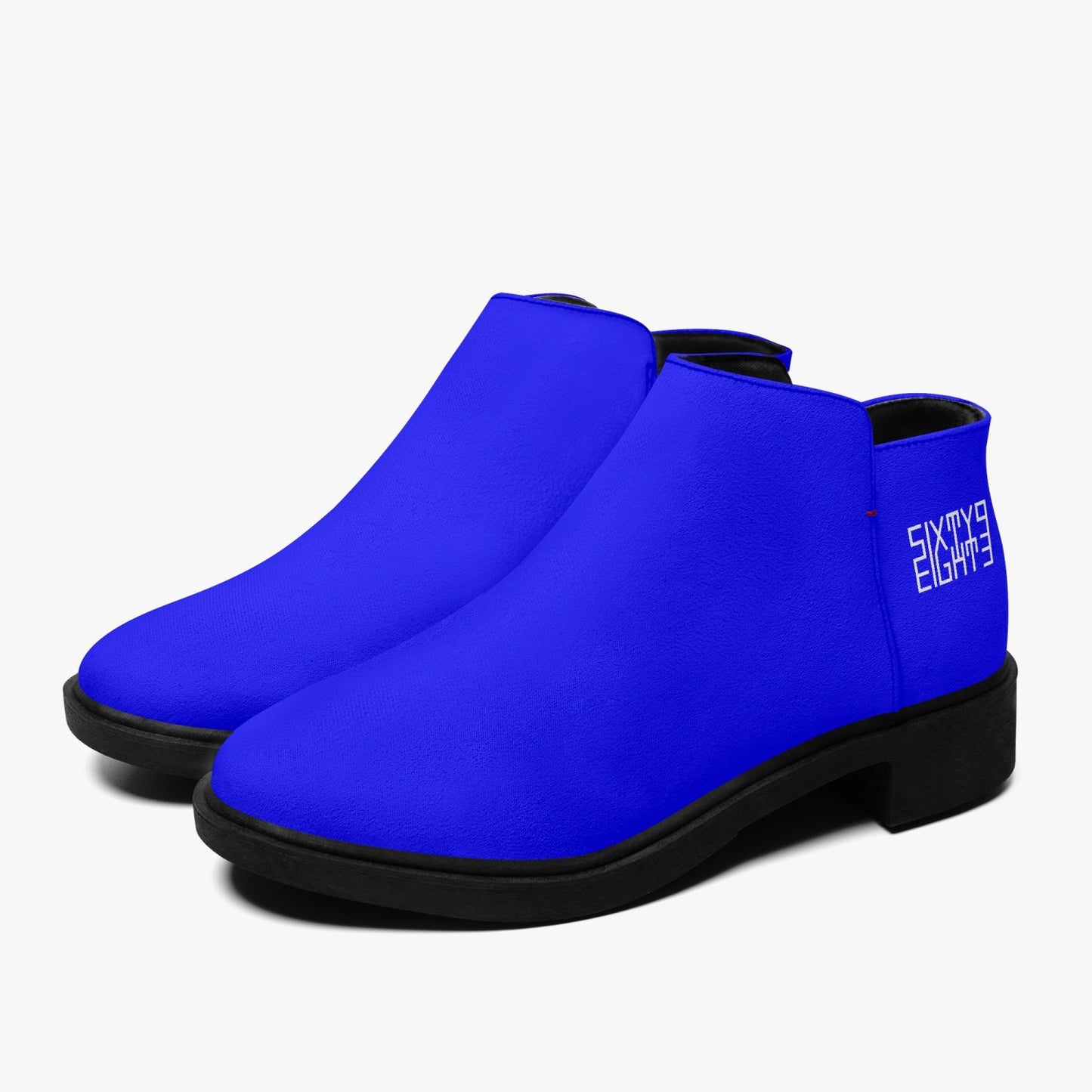 Sixty Eight 93 Logo White Blue Suede Zipper Boots