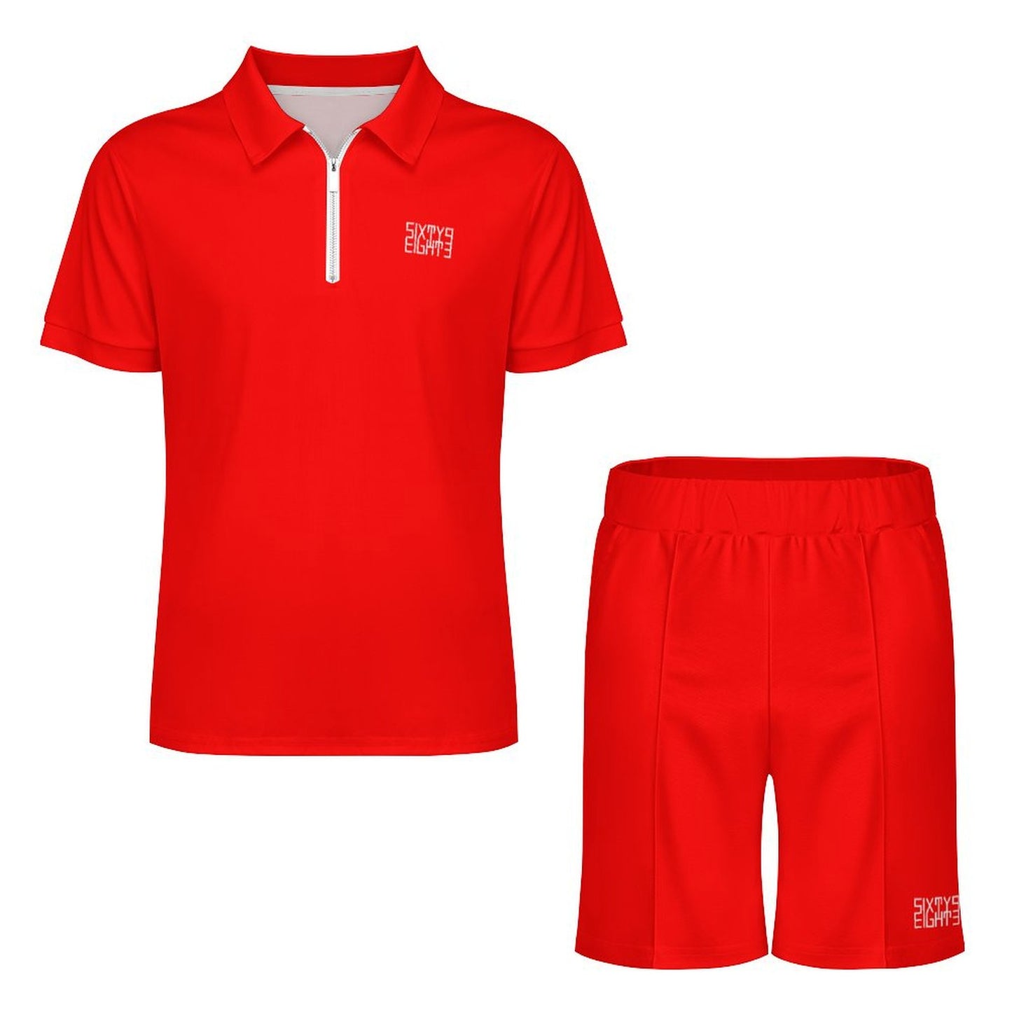 Sixty Eight 93 Men's Red Zip-Up Polo Set
