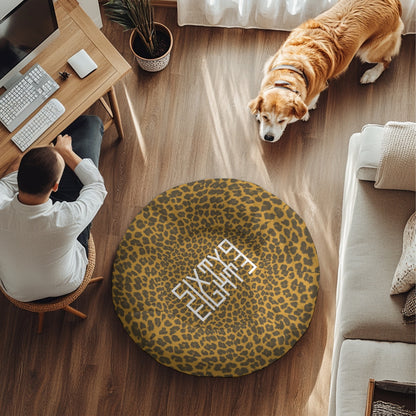 Sixty Eight 93 Logo White Cheetah Orange Round Large Size Pet Bed