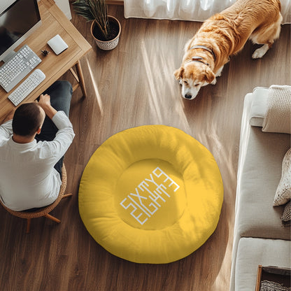 Sixty Eight 93 Logo White Orange Round Large Size Pet Bed