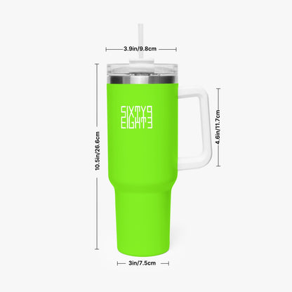 Sixty Eight 93 Logo White Lime Green 40oz Hydrator Tumbler Cup