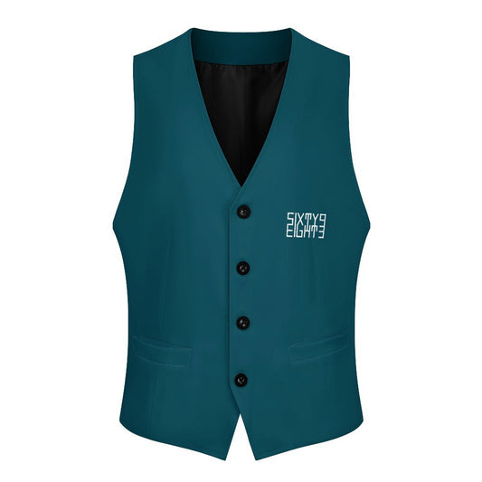 Sixty Eight 93 Logo White Dark Teal Men's Sleeveless Suit Vest