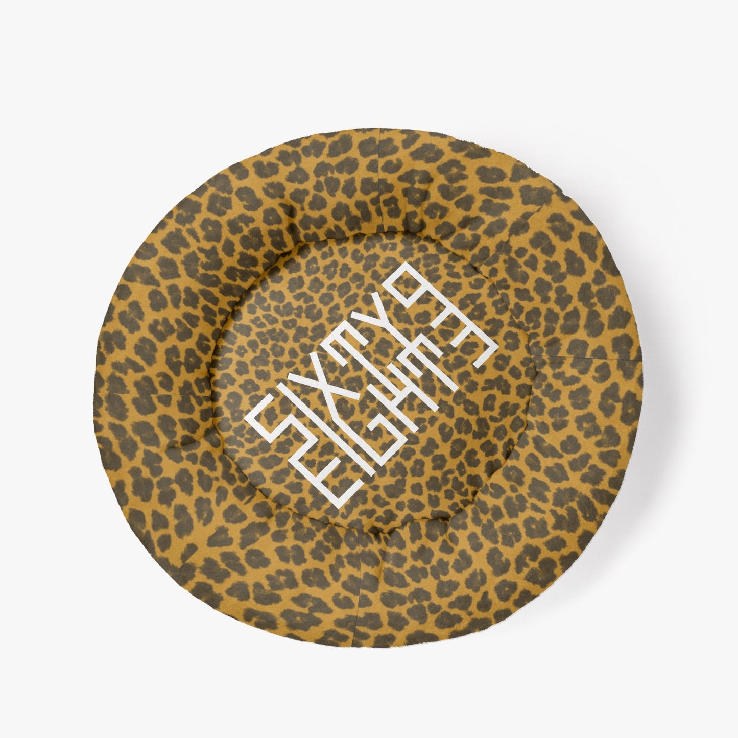 Sixty Eight 93 Logo White Cheetah Orange Round Large Size Pet Bed