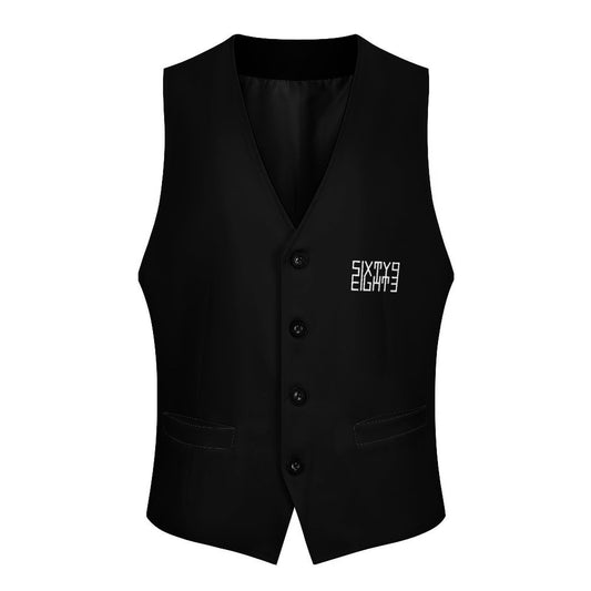 Sixty Eight 93 Logo White Black Men's Sleeveless Suit Vest