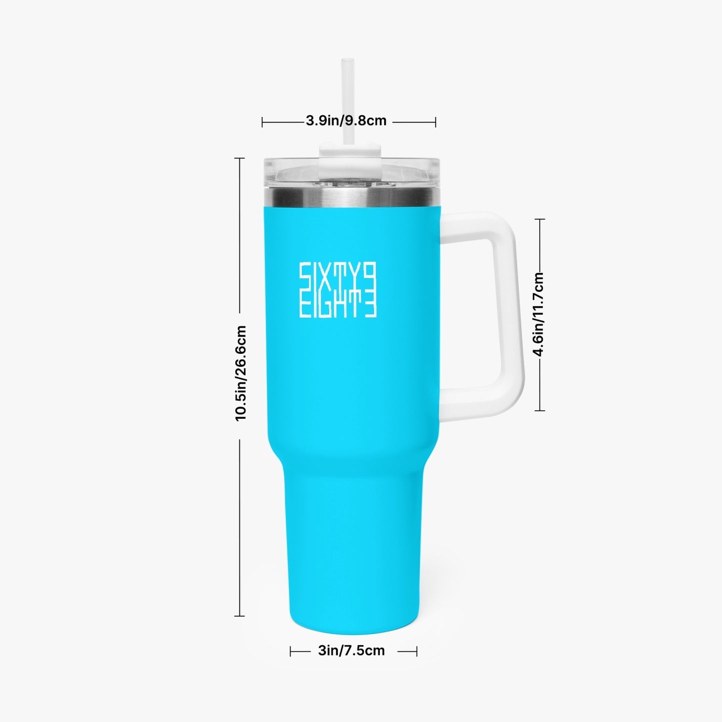 Sixty Eight 93 Logo White Aqua Blue 40oz Hydrator Tumbler Cup