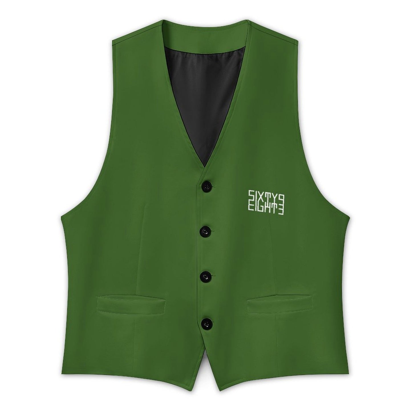 Sixty Eight 93 Logo White Forest Green Men's Sleeveless Suit Vest