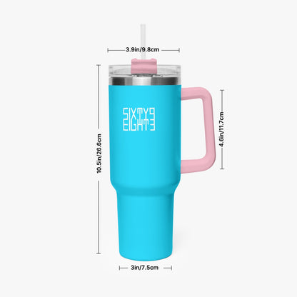 Sixty Eight 93 Logo White Aqua Blue 40oz Hydrator Tumbler Cup