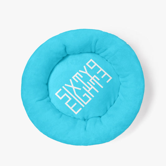 Sixty Eight 93 Logo White Aqua Blue Round Large Size Pet Bed