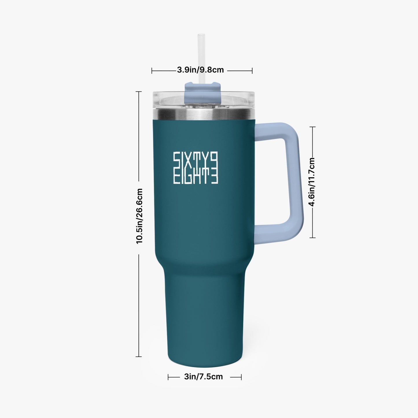 Sixty Eight 93 Logo White Dark Teal 40oz Hydrator Tumbler Cup