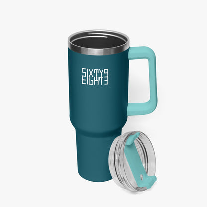 Sixty Eight 93 Logo White Dark Teal 40oz Hydrator Tumbler Cup