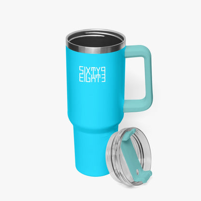 Sixty Eight 93 Logo White Aqua Blue 40oz Hydrator Tumbler Cup