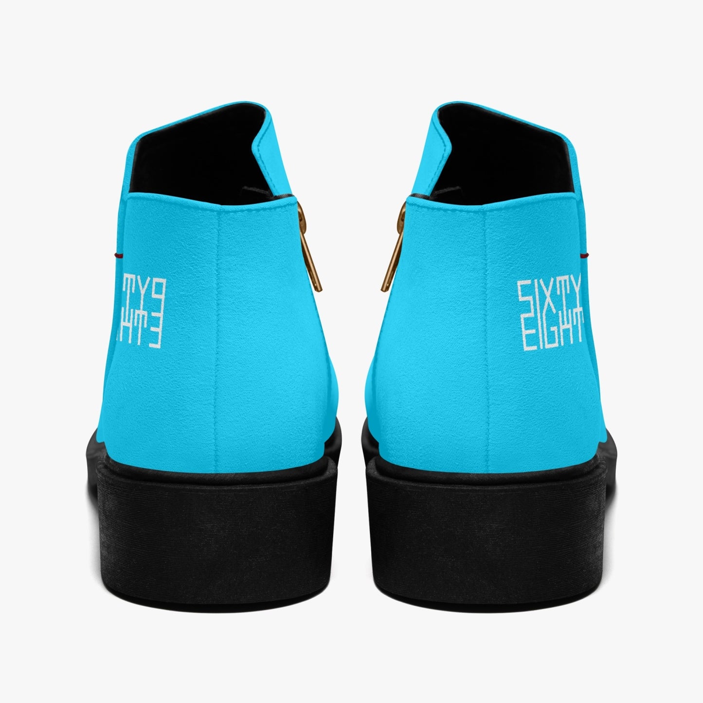 Sixty Eight 93 Logo White Aqua Blue Suede Zipper Boots