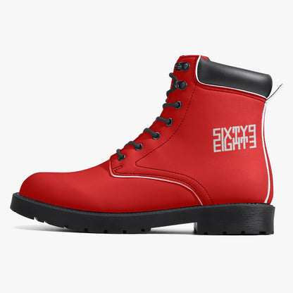 Sixty Eight 93 Logo White Red Leather Boots